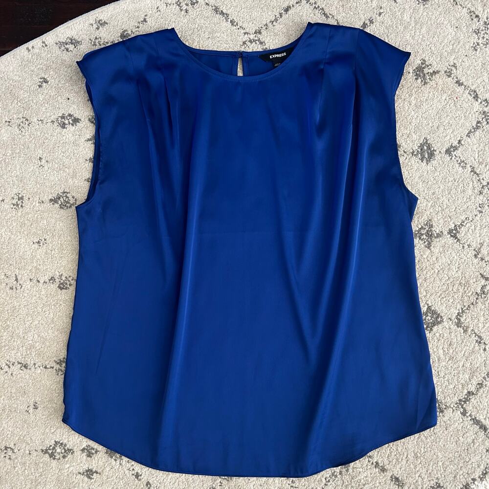 Express Royal Blue‎ sleeveless shirt smooth flowy baggy classic comfort Party